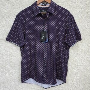 Buttercloth Sunny Break Short Sleeve Shirt Mens L Navy Orange Icy Cotton Knit